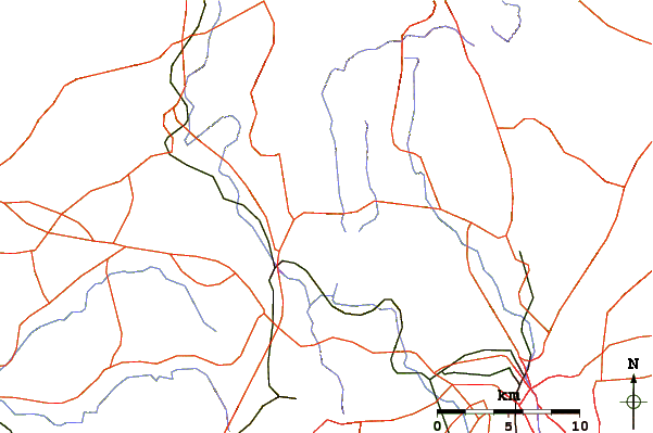 Roads and rivers around Mount Hatsuka