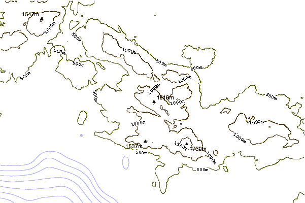 Mountain peaks around Mount Helicon