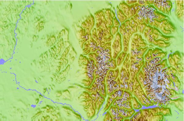 Surf breaks located close to Mount Hesperus (Alaska)