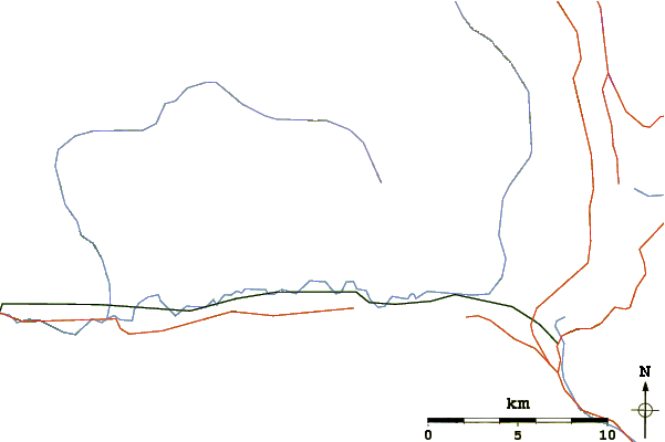 Roads and rivers around Mount Higgins East