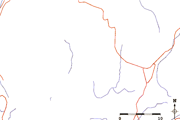 Roads and rivers around Mount Hiragatake