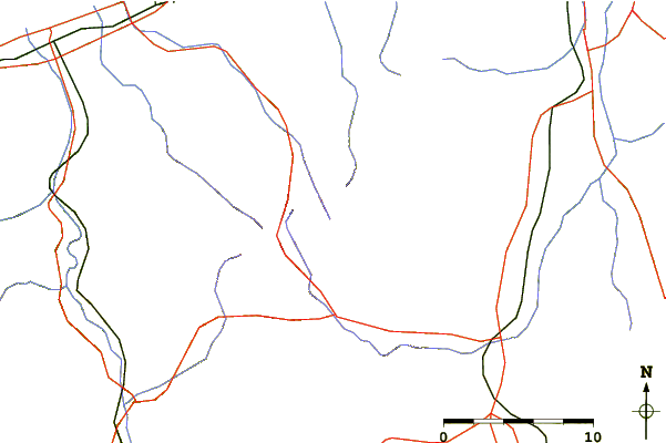 Roads and rivers around Mount Hiuchi