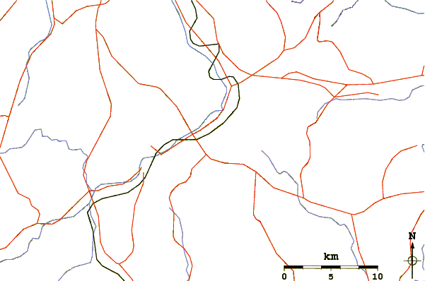 Roads and rivers around Mount Hōbutsu