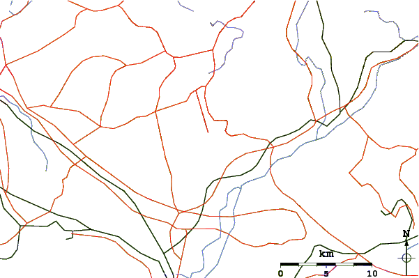 Roads and rivers around Mount Hongū