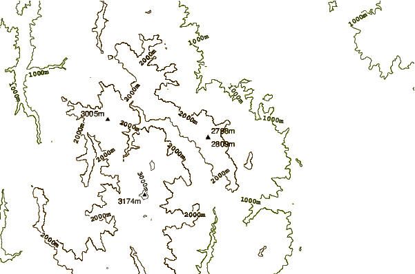 Mountain peaks around Mount Hōō