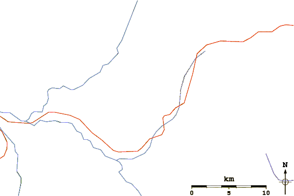 Roads and rivers around Mount Hornaday