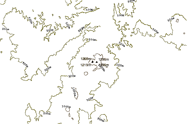 Mountain peaks around Mount Horohoro