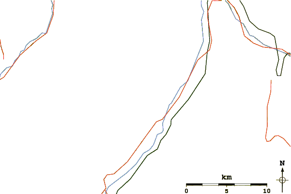 Roads and rivers around Mount Hosmer (British Columbia)