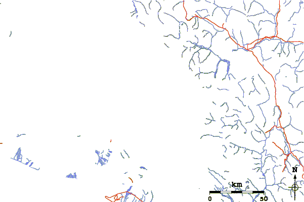 Roads and rivers around Mount Hubbard