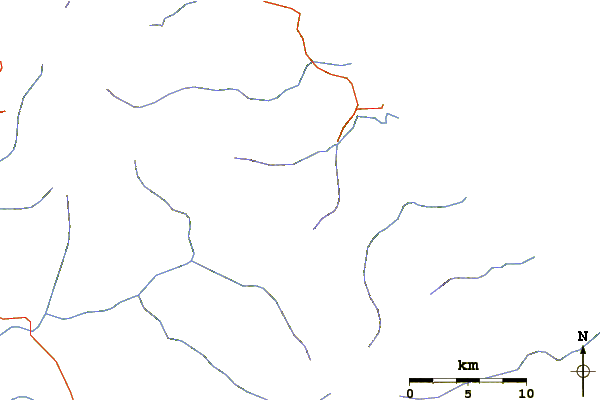 Roads and rivers around Mount Humboldt