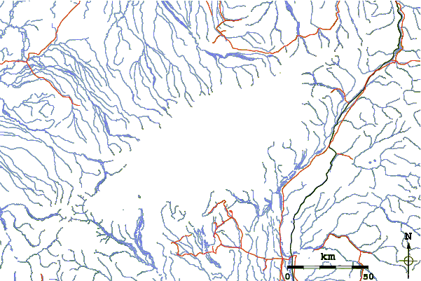 Roads and rivers around Mount Hunter