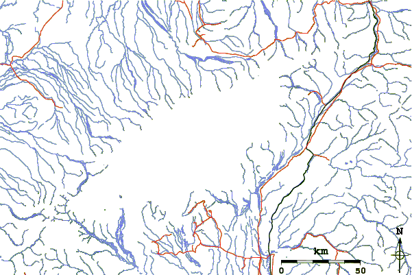 Roads and rivers around Mount Huntington