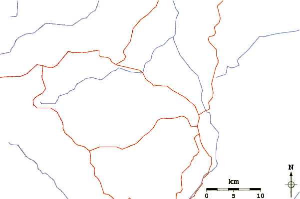Roads and rivers around Mount Huye