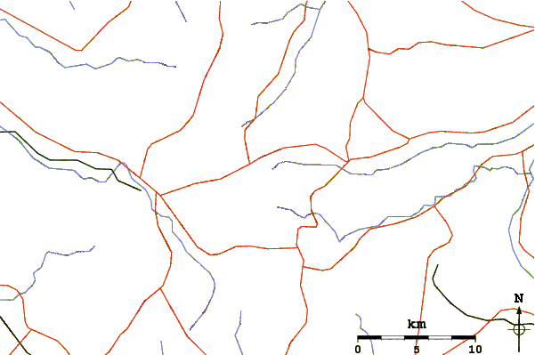 Roads and rivers around Mount Hyōno