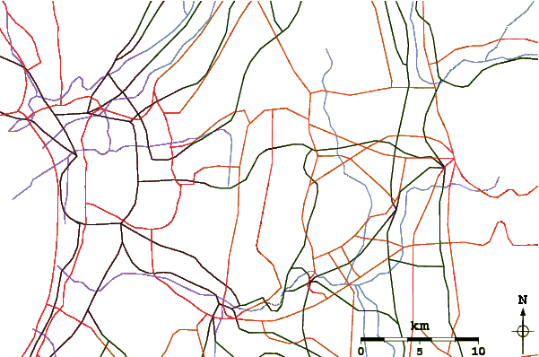 Roads and rivers around Mount Ikoma