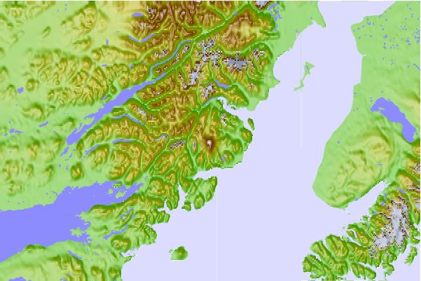 Surf breaks located close to Mount Iliamna