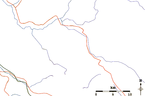 Roads and rivers around Mount Ingalls (California)