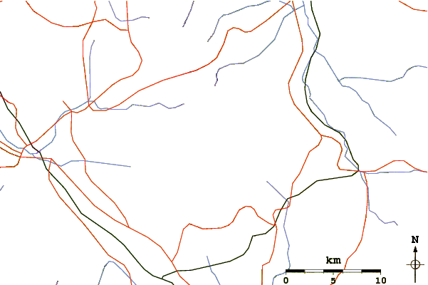 Roads and rivers around Mount Iō (Yatsugatake)