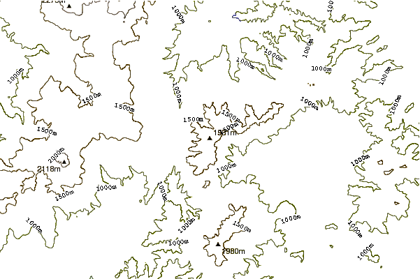 Mountain peaks around Mount Ishikari