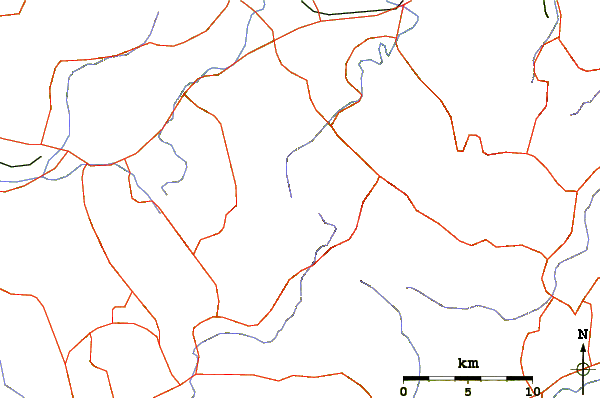 Roads and rivers around Mount Ishizuchi