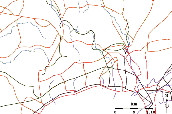 Roads and rivers around Mount Iwahara