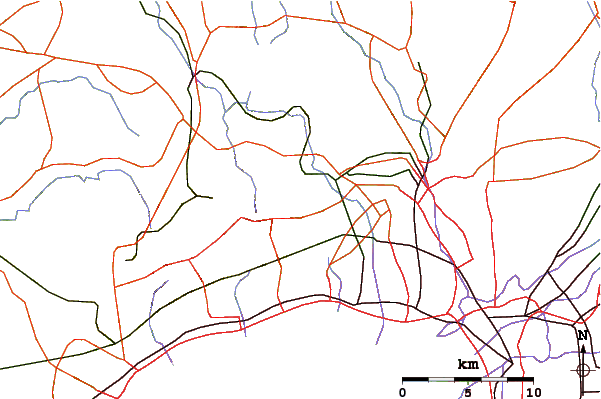 Roads and rivers around Mount Iwakura