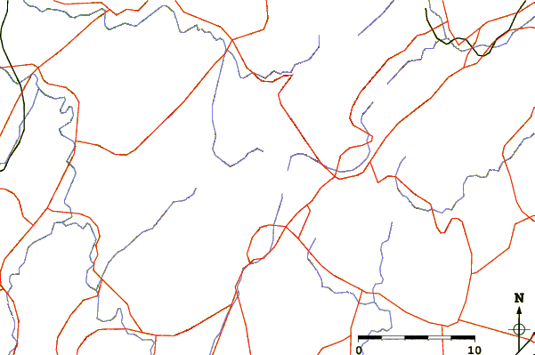 Roads and rivers around Mount Jakuchi