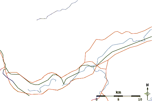 Roads and rivers around Mount John Laurie