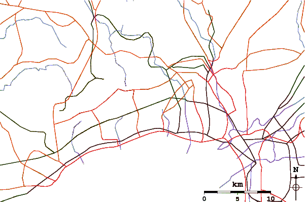 Roads and rivers around Mount Kabuto