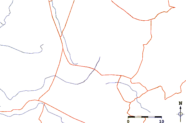 Roads and rivers around Mount Kahuzi
