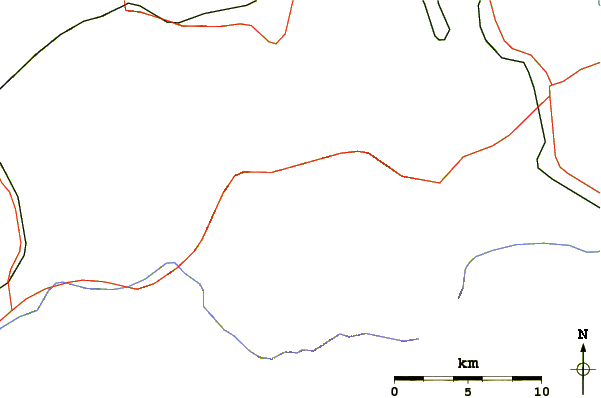 Roads and rivers around Mount Kamitaki