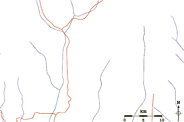 Roads and rivers around Mount Kanguru