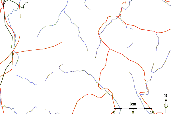 Roads and rivers around Mount Kanmuri (Gifu, Fukui)