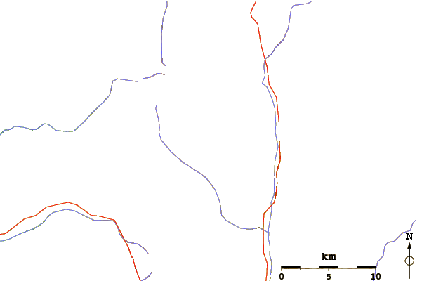 Roads and rivers around Mount Kaweah