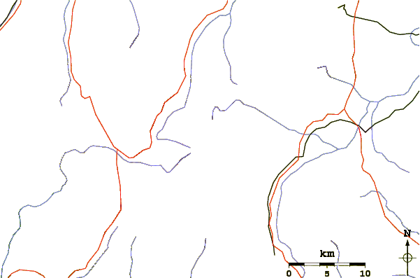 Roads and rivers around Mount Kendang