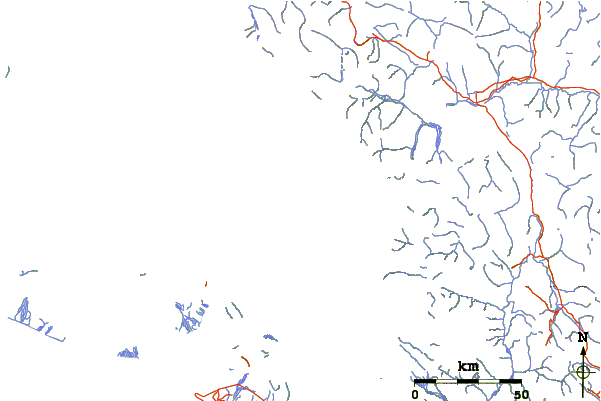 Roads and rivers around Mount Kennedy