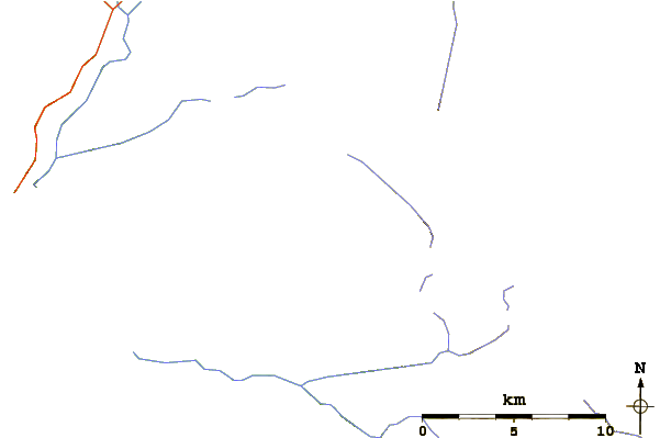 Roads and rivers around Mount Kent-Urquhart