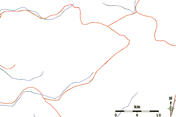 Roads and rivers around Mount Khalatsa