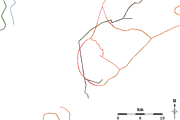 Roads and rivers around Mount Kholodilnik