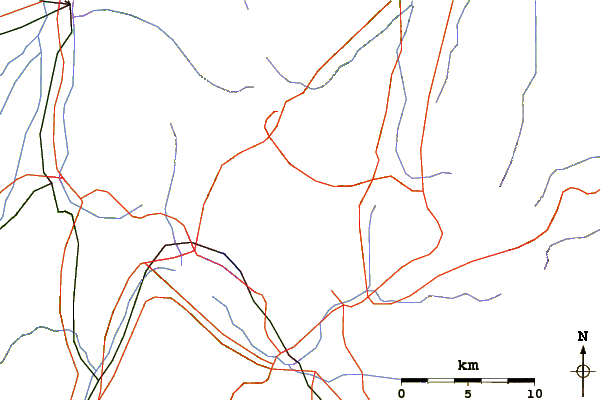 Roads and rivers around Mount Kirigamine