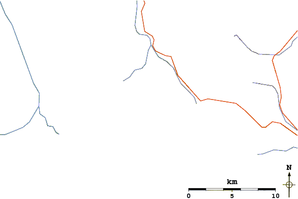 Roads and rivers around Mount Kitchener