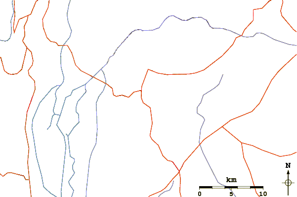 Roads and rivers around Mount Kramim