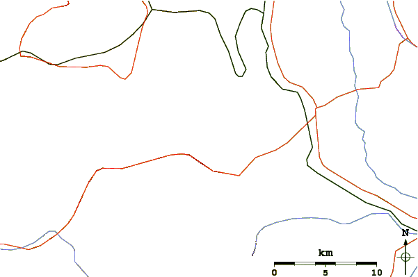 Roads and rivers around Mount Kumami