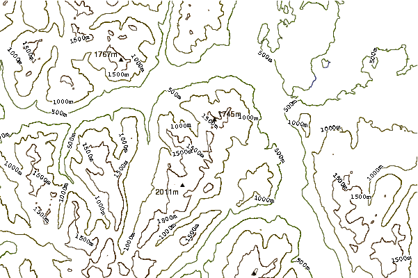 Mountain peaks around Mount Laing