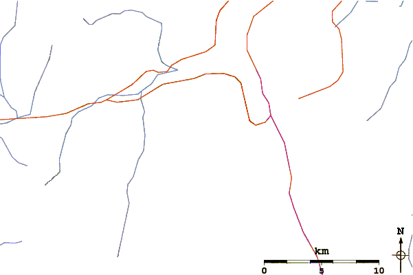 Roads and rivers around Mount Laing