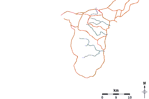 Roads and rivers around Mount Lamlam