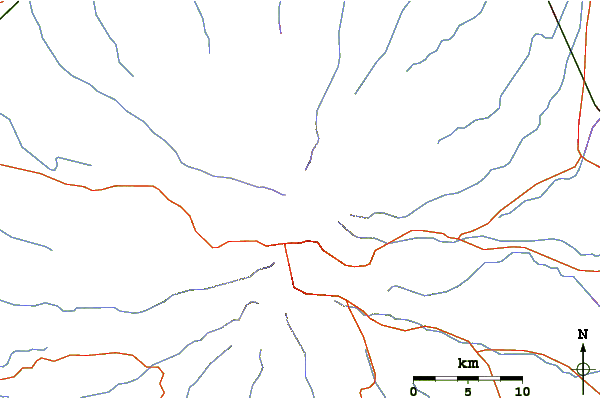 Roads and rivers around Mount Lawu