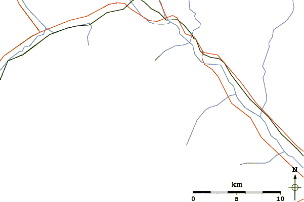 Roads and rivers around Mount Lefroy