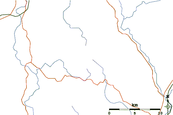 Roads and rivers around Mount Leinster