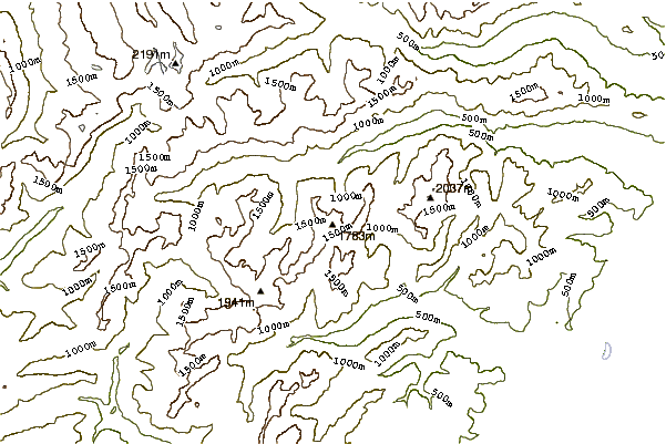 Mountain peaks around Mount Lena